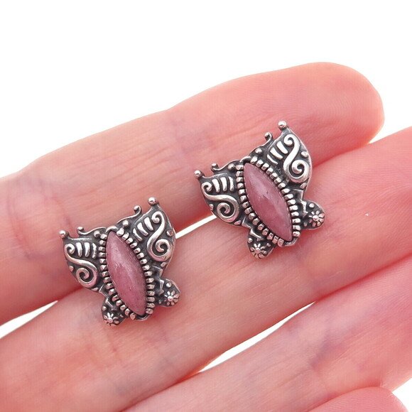 Unbranded Jewelry - Carolyn Pollack American West 925 Sterling Vintage Rhodonite Butterfly Earrings
